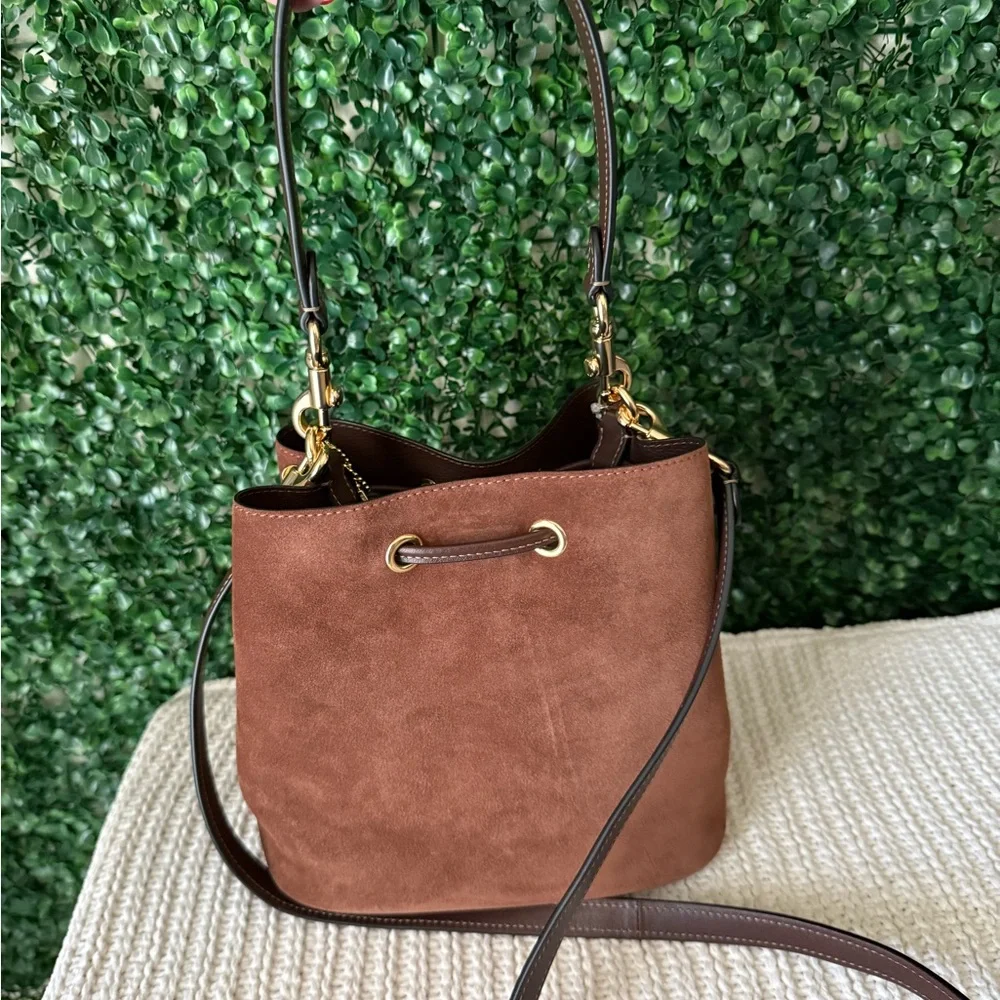 Coach Rowan Brown Suede Bucket Bag NWT